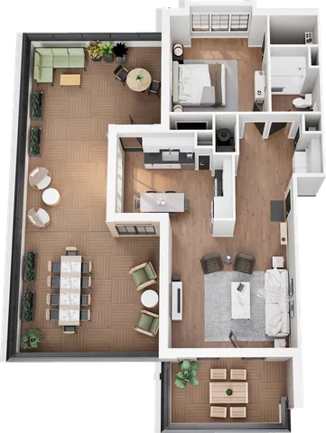 2nd Floor 1BD Grand Balcony