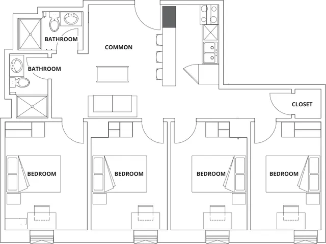 4 Bedroom 2 Bathroom Premium