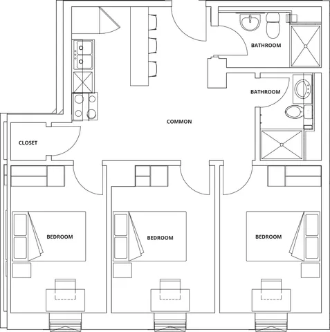 3 Bedroom 2 Bathroom Deluxe Unit