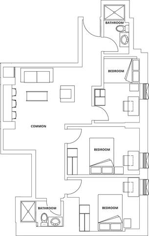 3 Bedroom, 2 Bathroom Standard B