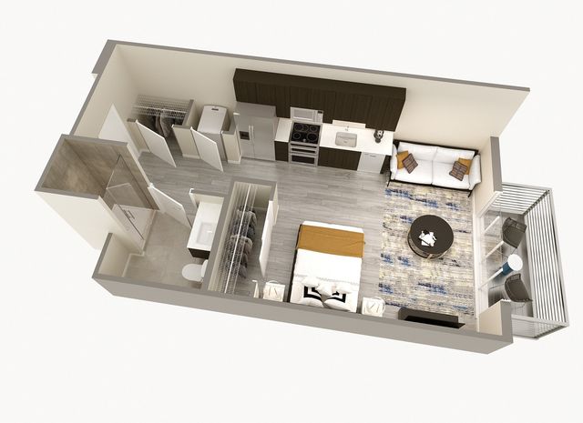 Studio, 1 Bath