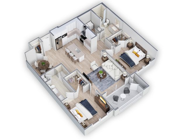 2 bedroom, 2 bath