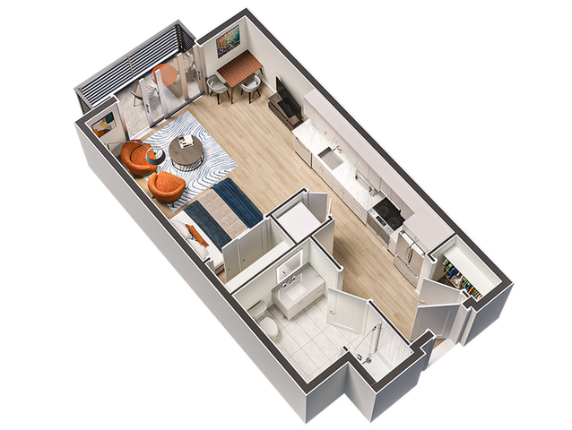 Studio, 1 Bath