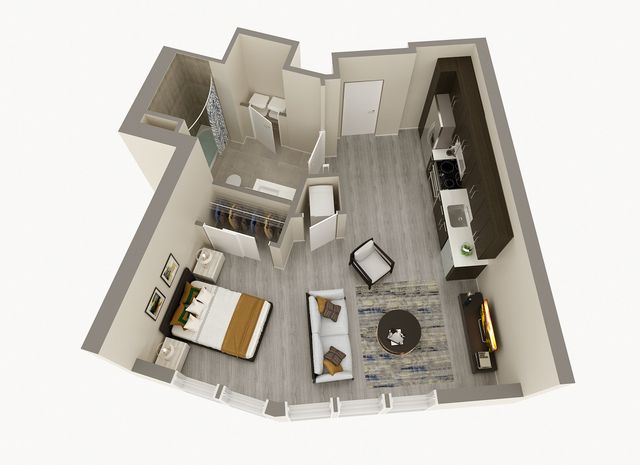 Studio, 1 Bath