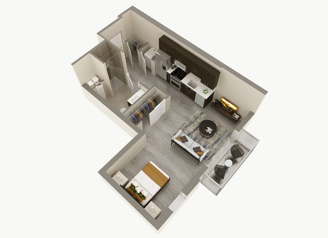Studio, 1 Bath