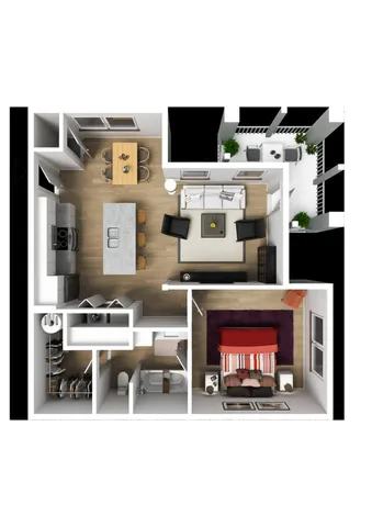 Open-concept kitchen with ample island, Stainless steel, energy-efficient appliances, Full-size in-unit washer and dryer, Large bedroom with walk-in closet, Smart thermostat & LED lighting&nbsp;