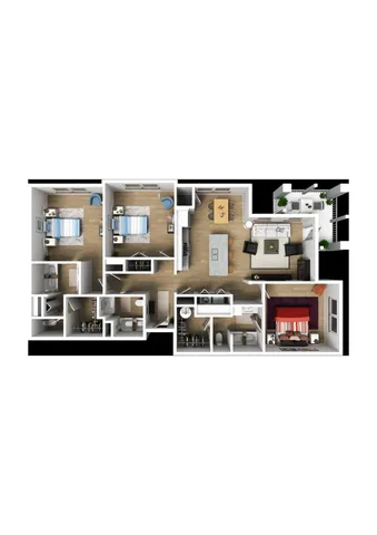 3 spacious bedrooms, each with a private en-suite bath, Walk-in closets in all bedrooms, open-concept kitchen with large island and pantry, Energy-efficient appliances, Full-size washer and dryer included & Abundant natural light from large windows