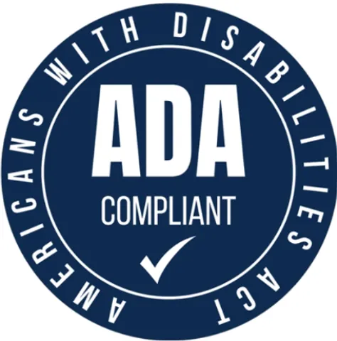 ADA Compliant badge symbolizing accessibility and inclusivity for all, adhering to the Americans with Disabilities Act standards.
