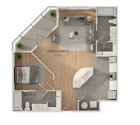 Contemporary floor plans of Unit B1 featuring spacious living areas, modern kitchens, and comfortable bedrooms.