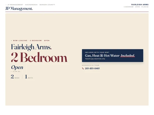 <Fairleigh Arms> 2 Bedroom -Hackensack