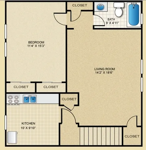 One Bedroom Floor Plan