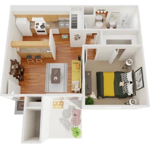 1 bedroom and 1 bath