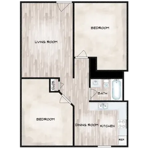 two bedroom one bathroom