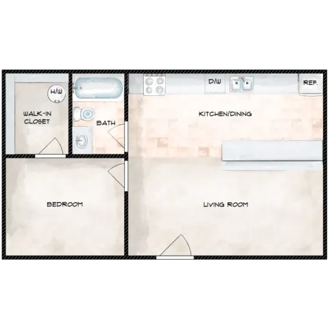 one bedroom one bathroom