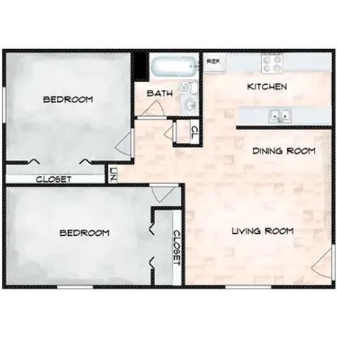 two bedroom one bath