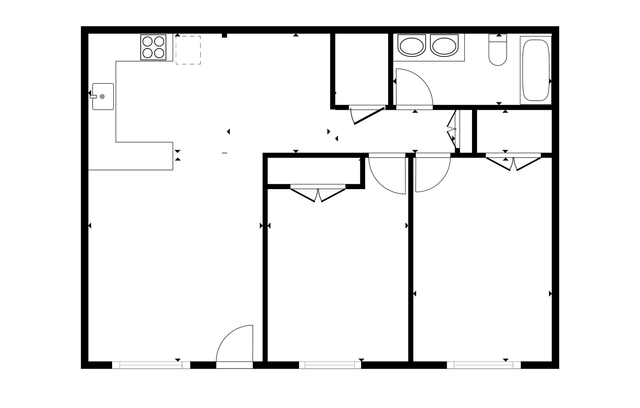 Two bedroom, one bath remodeled floor plan (810 sq ft) at Miramonte on 3rd in Tucson