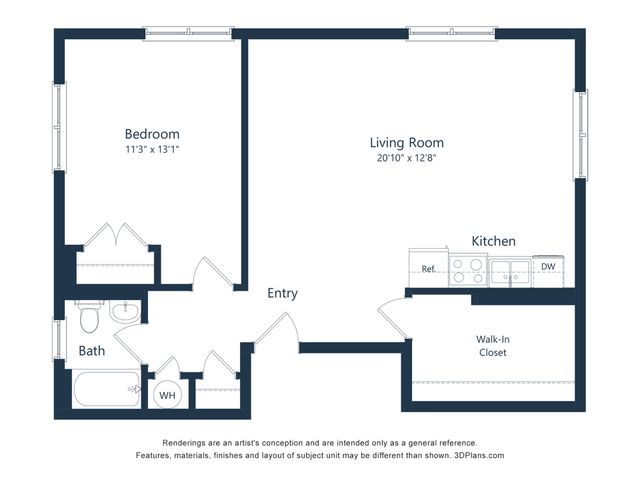 Grand Meridian - One Bedroom Floorplan