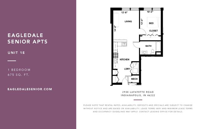 Eagledale Senior - 1 Bedroom Floorplan