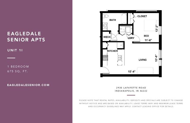 Eagledale Senior - One Bedroom Floorplan