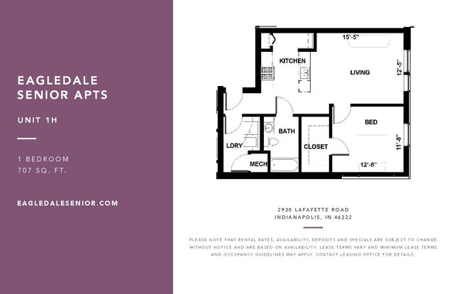 Eagledale Senior - 1 Bedroom Floorplan