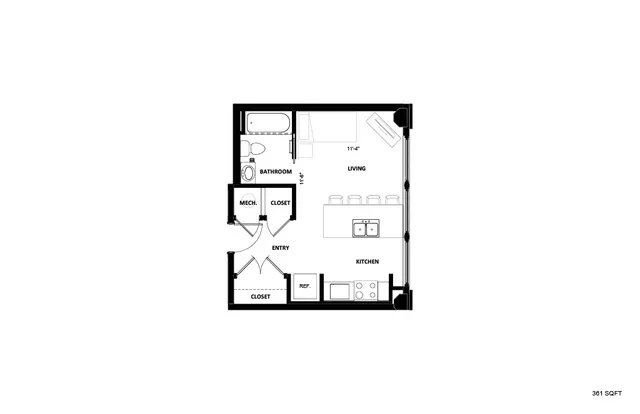Illinois Street Senior - Studio Floorplan