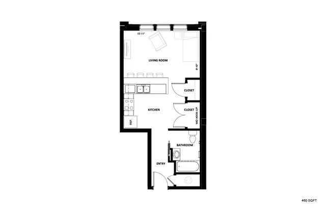 Illinois Street Senior - One-Bedroom Floorplan