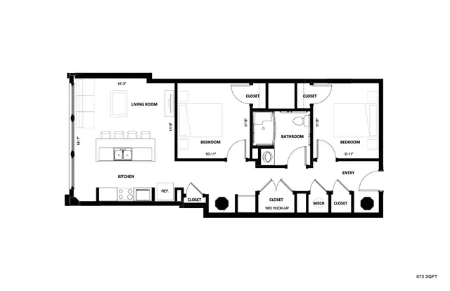 Illinois Street Senior - Two Bedroom Floorplan