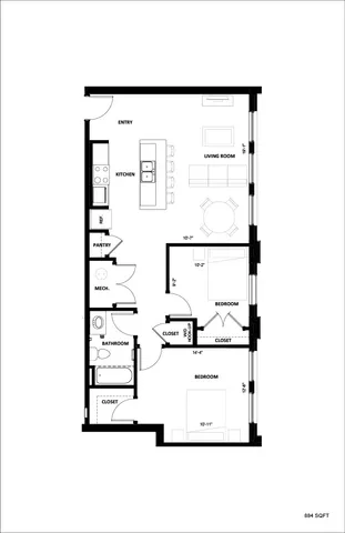 Illinois Street Senior - Two-Bedroom Floorplan