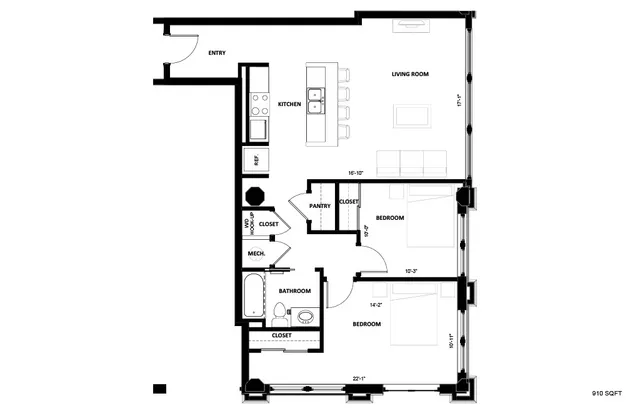Illinois Street Senior - Two-Bedroom Floorplan