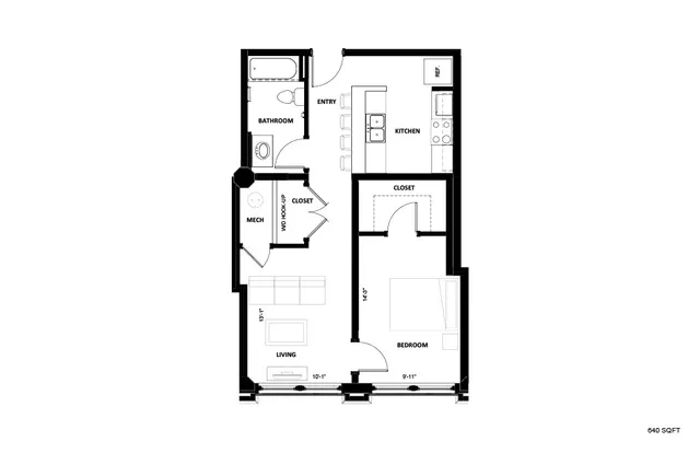 Illinois Street Senior - One-Bedroom Floorplan