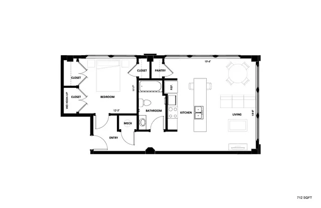 Illinois Street Senior - One Bedroom Floorplan