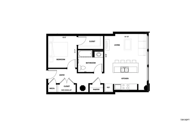 Illinois Street Senior - One Bedroom Floorplan