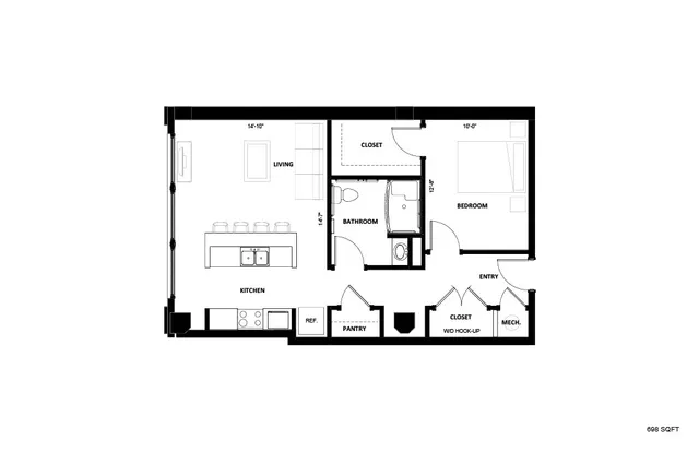 Illinois Street Senior - One-Bedroom Floorplan
