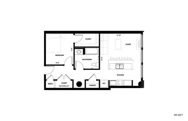 Illinois Street Senior - One-Bedroom Floorplan