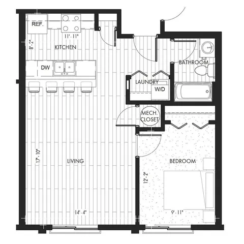 Monon Lofts - 1 Bedroom Floorplan
