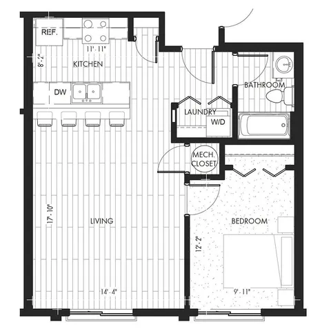 Monon Lofts - One Bedroom Floorplan