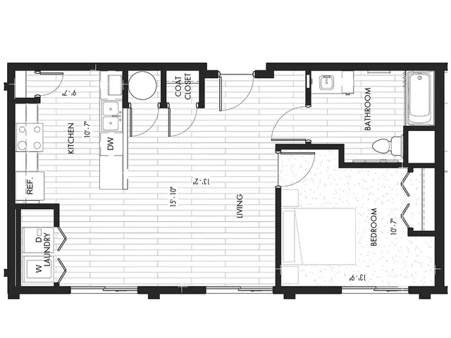 Monon Lofts - One Bedroom Floorplan