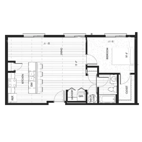 Monon Lofts - One Bedroom Floorplan
