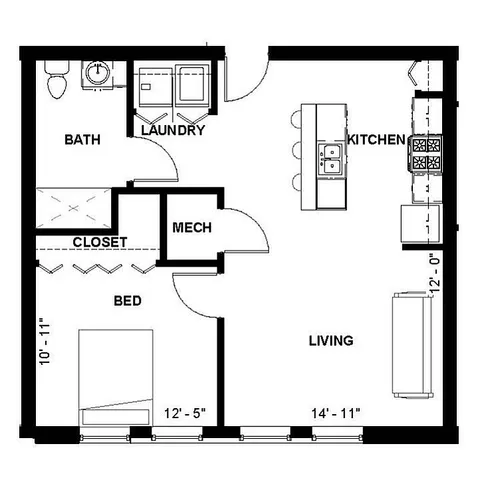 Florence Fay - 1 Bedroom Floorplan