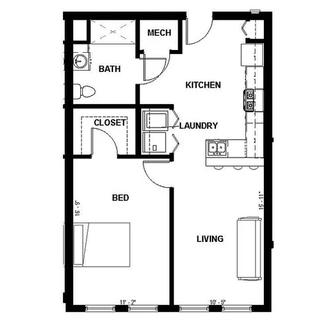 Florence Fay - Unit 1B-B Floorplan