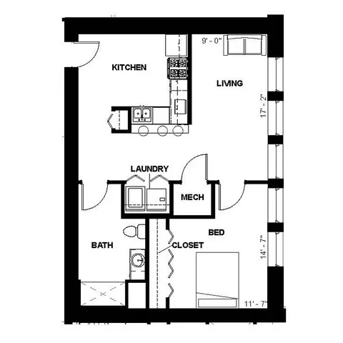 Florence Fay - One Bedroom Floorplan