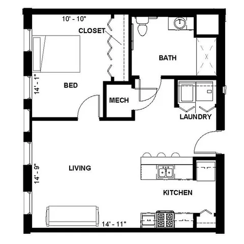 Florence Fay - 1B-E Floorplan