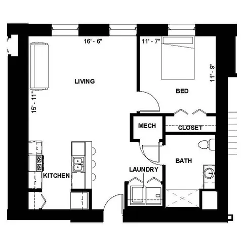 Florence Fay - 1 Bedroom Floorplan