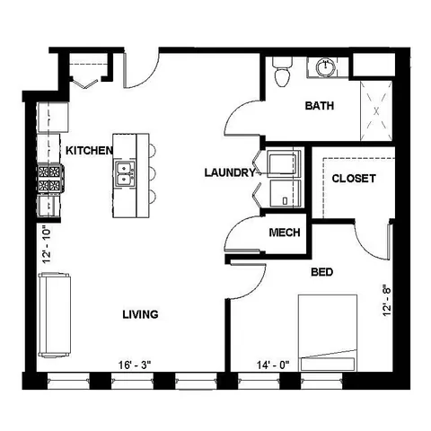 Florence Fay - 1B-K Floorplan