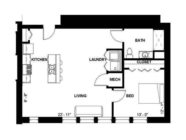 Florence Fay - 1 Bedroom Floorplan