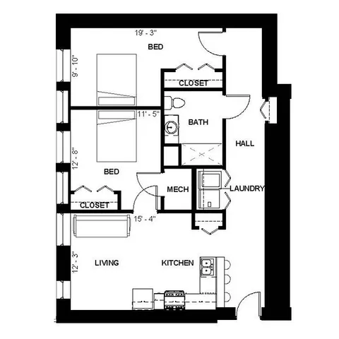 Florence Fay - Two-Bedroom Floorplan