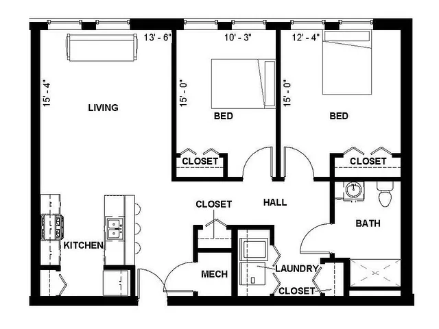 Florence Fay - Two-Bedroom Floor Plan