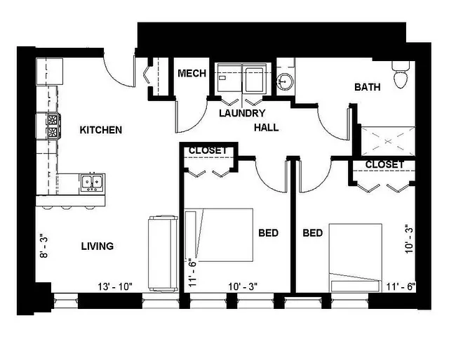 Florence Fay - Two Bedroom Floorplan