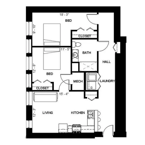 Florence Fay - 2B-B Floorplan