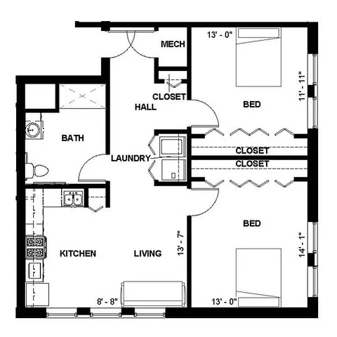 Florence Fay - 2B-C Floorplan